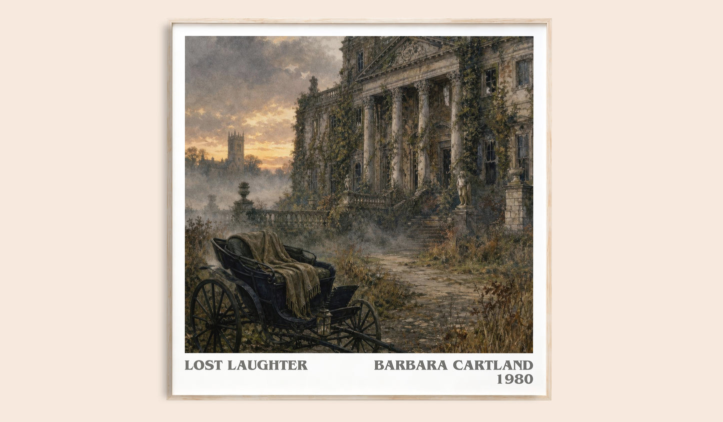 Lost Laughter literary book poster by Barbara Cartland – framed literary art print
