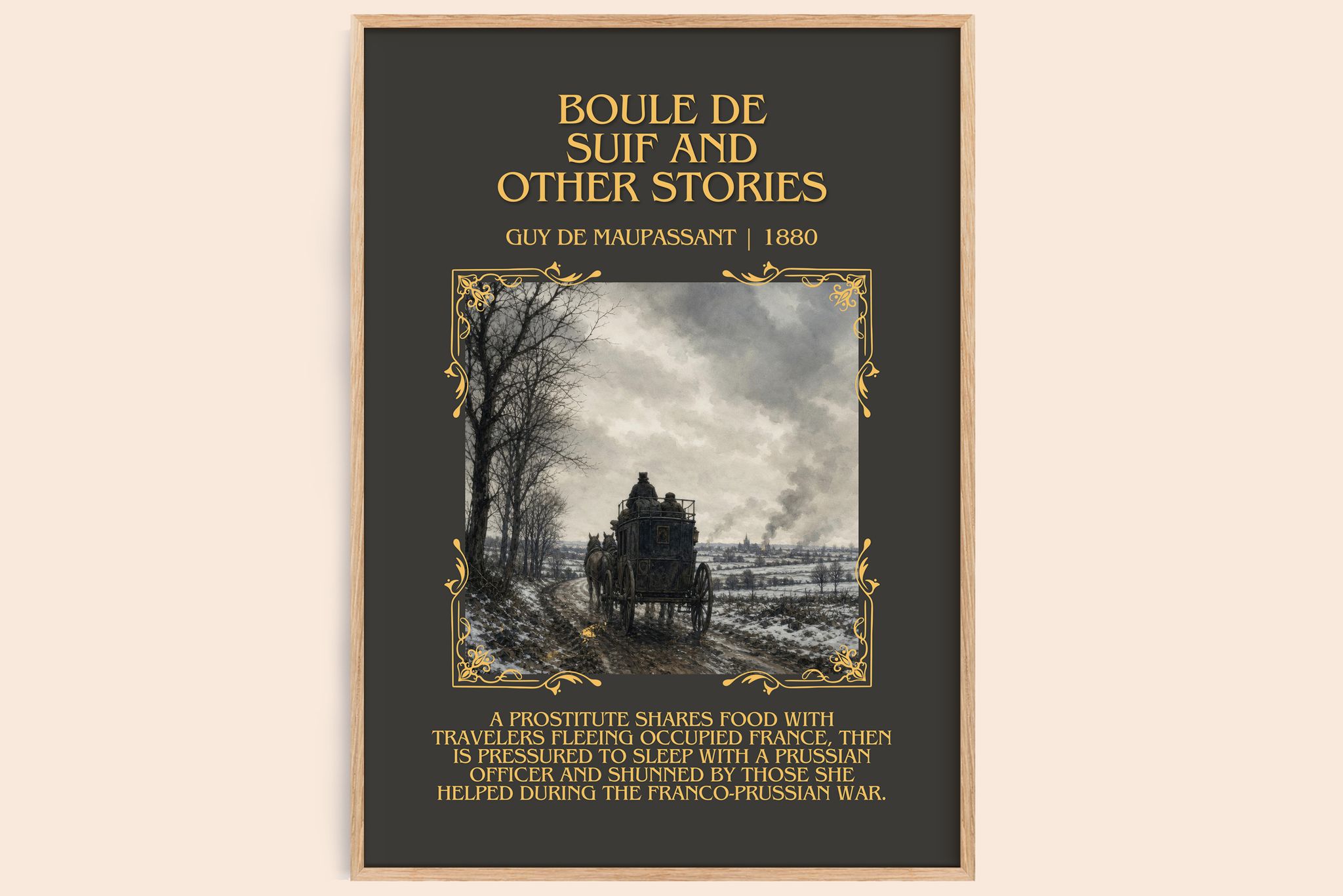 Boule de Suif and Other Stories Minimalist Book Poster by Guy de Maupassant