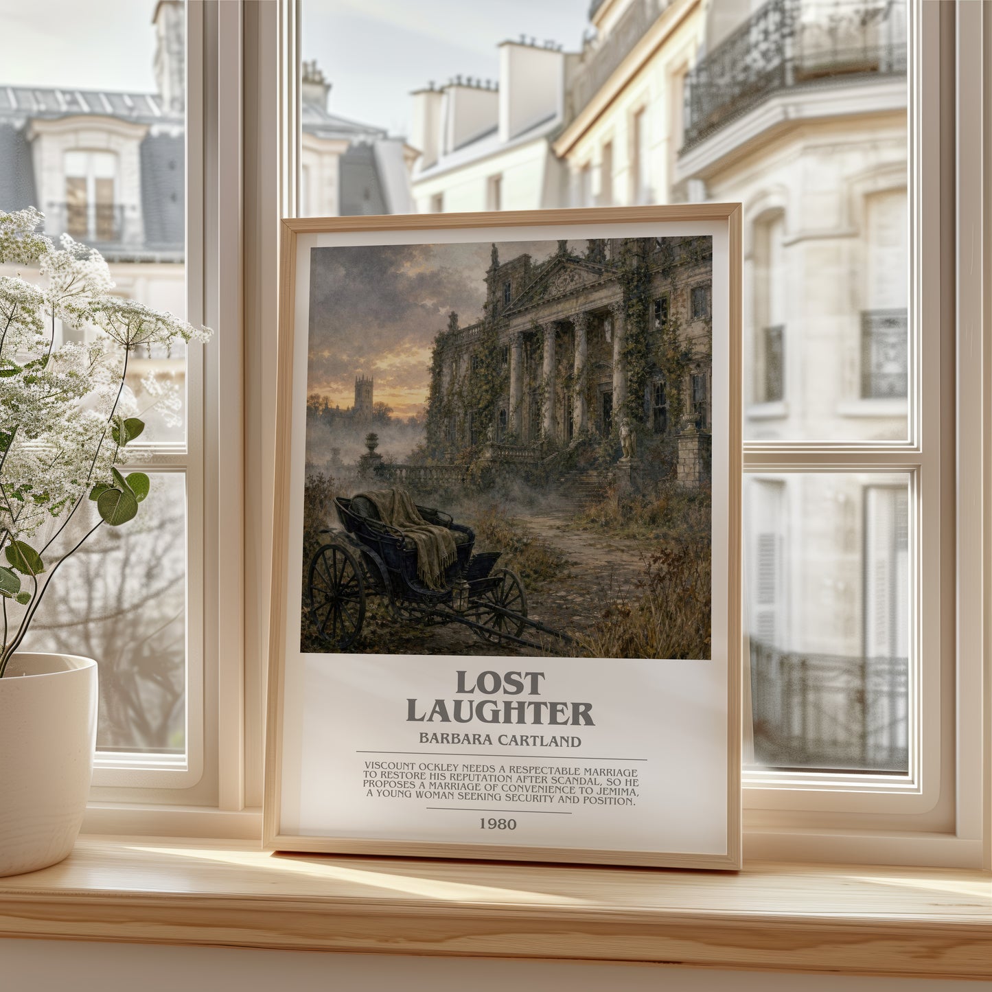 Lost Laughter bookish poster colour and style options – Barbara Cartland book art