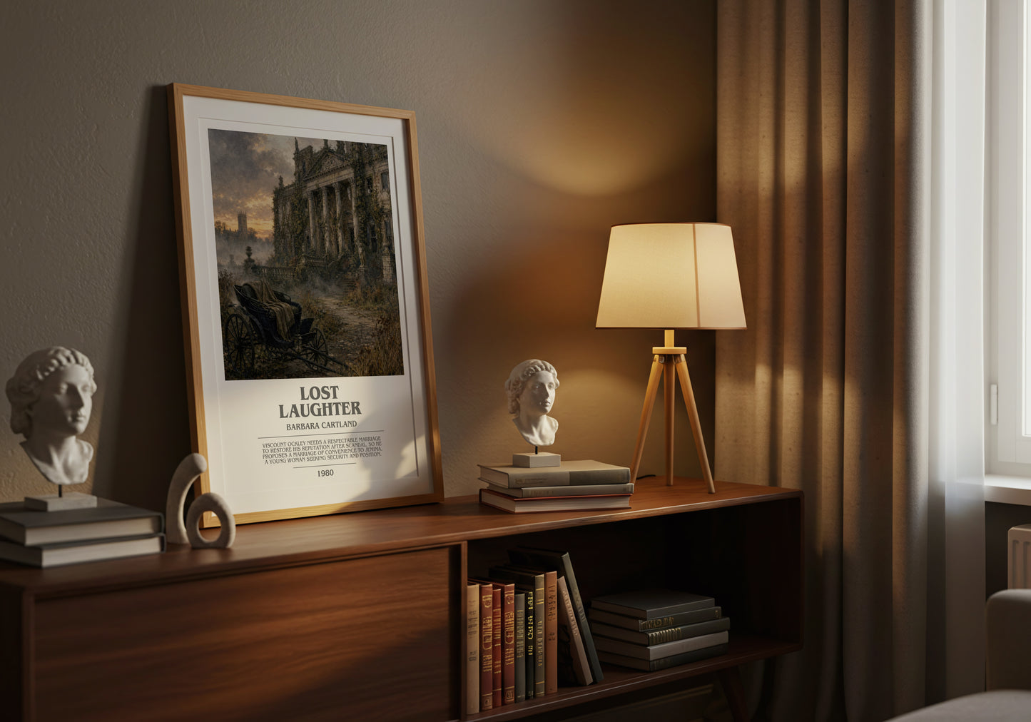 Lost Laughter bookish book poster framed on wall – romance wall art