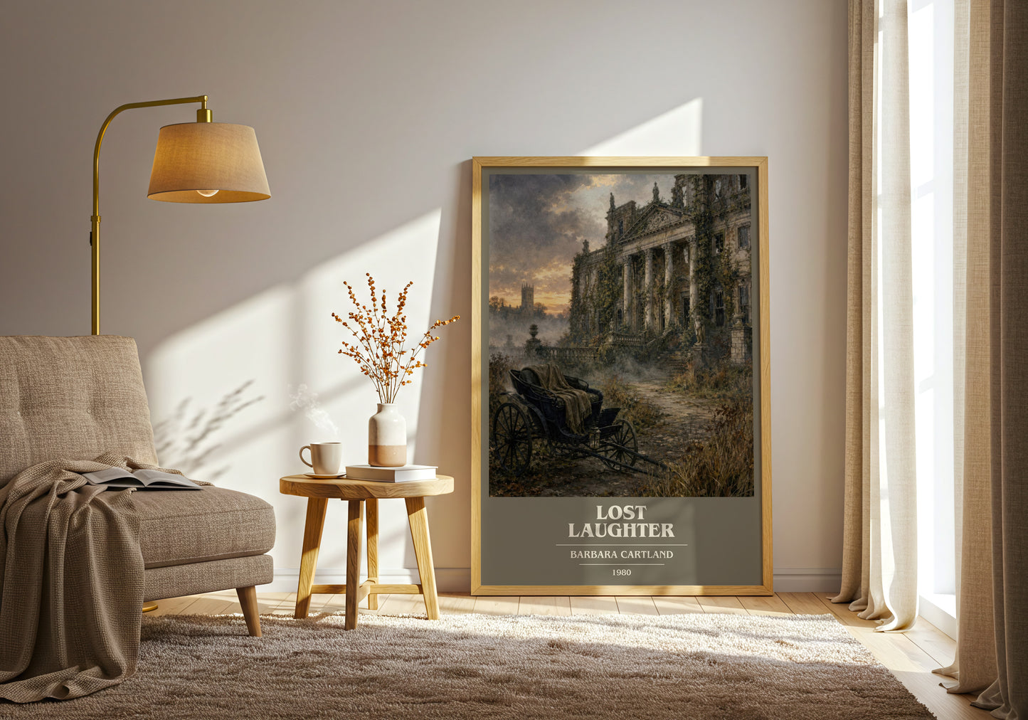 Lost Laughter book cover print on bookshelf – Barbara Cartland fan gift