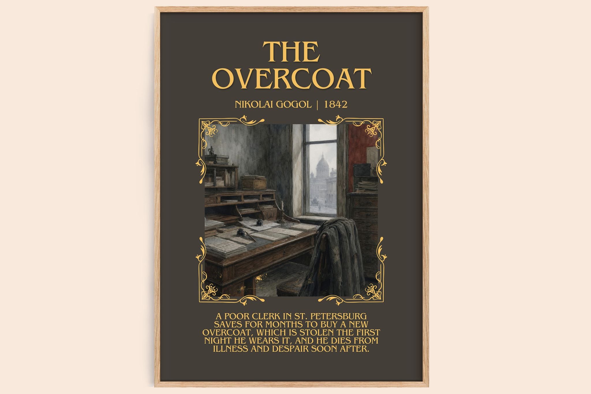 The Overcoat Minimalist Book Poster by Nikolai Gogol