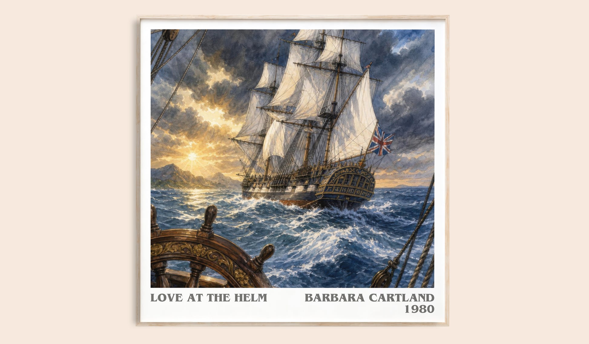 Love At The Helm literary book poster by Barbara Cartland – framed literary art print
