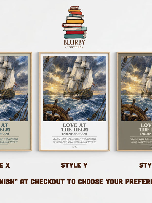 Love At The Helm bookish print in frame leaning in hallway – romance wall art