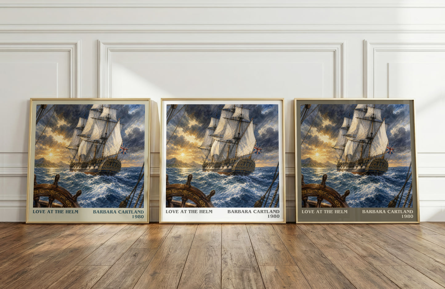 Love At The Helm literary art print colour and style options – Barbara Cartland book art