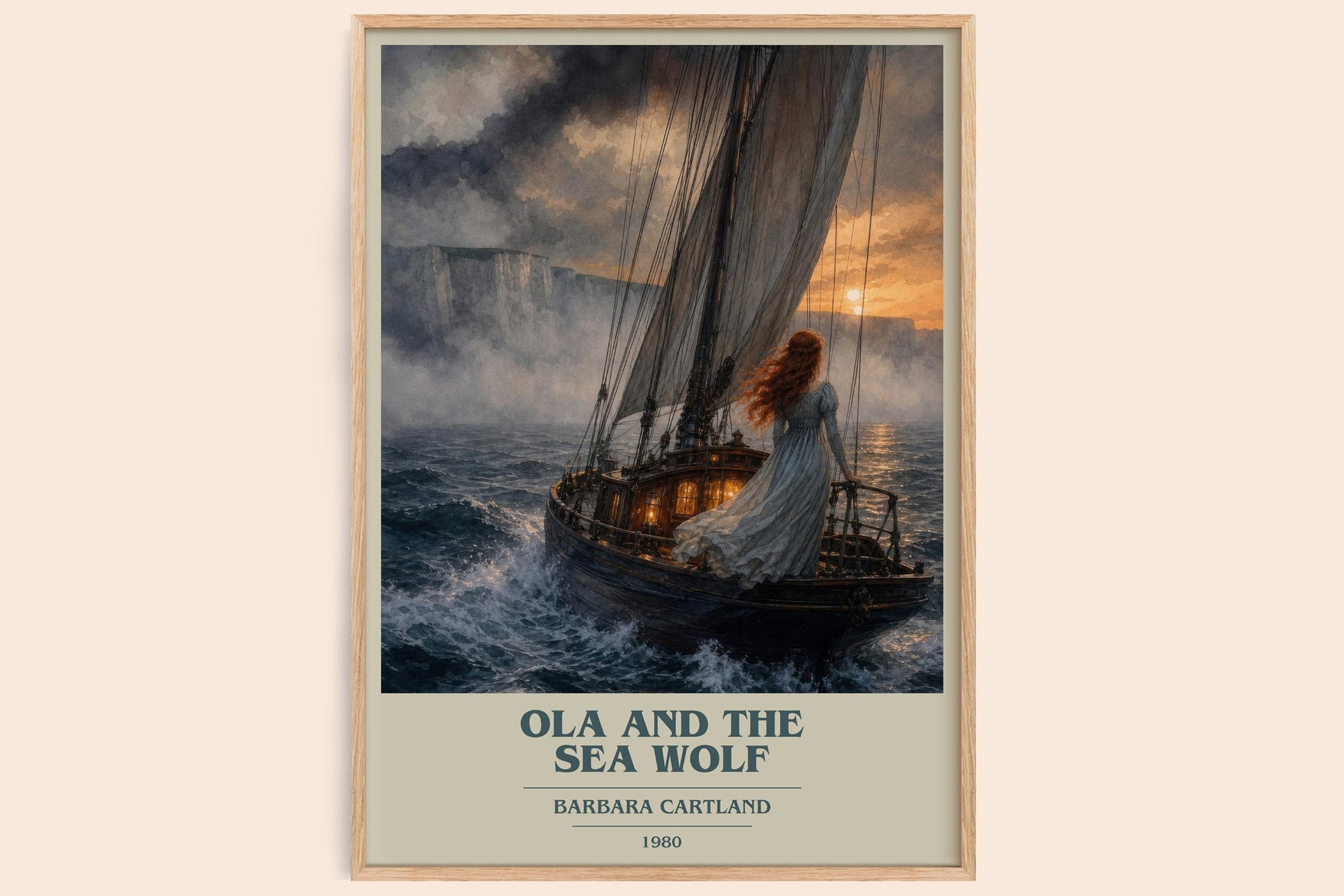 Ola And The Sea Wolf book cover book poster by Barbara Cartland – framed literary art print