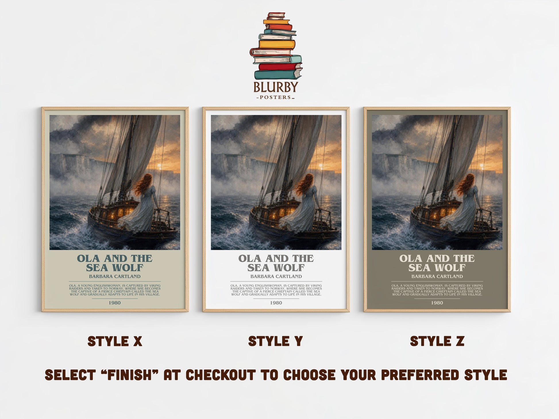Ola And The Sea Wolf bookish print in frame leaning in hallway – romance wall art
