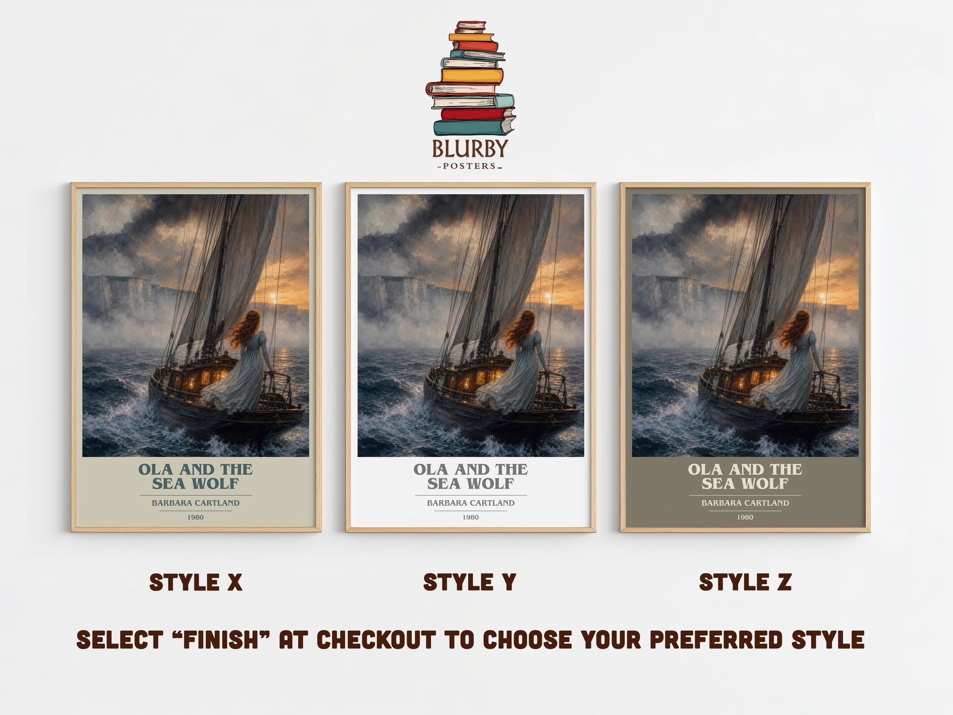 Ola And The Sea Wolf book cover print in frame leaning in hallway – romance wall art