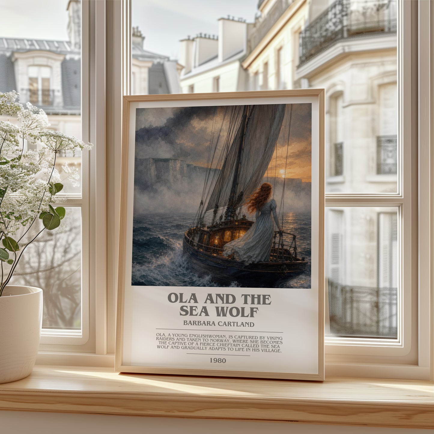 Ola And The Sea Wolf bookish poster colour and style options – Barbara Cartland book art