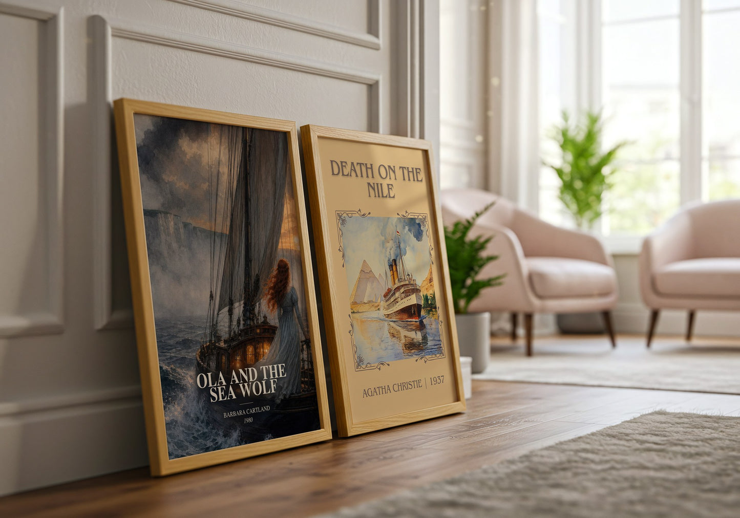 Ola And The Sea Wolf watercolour print framed by window – literary home decor