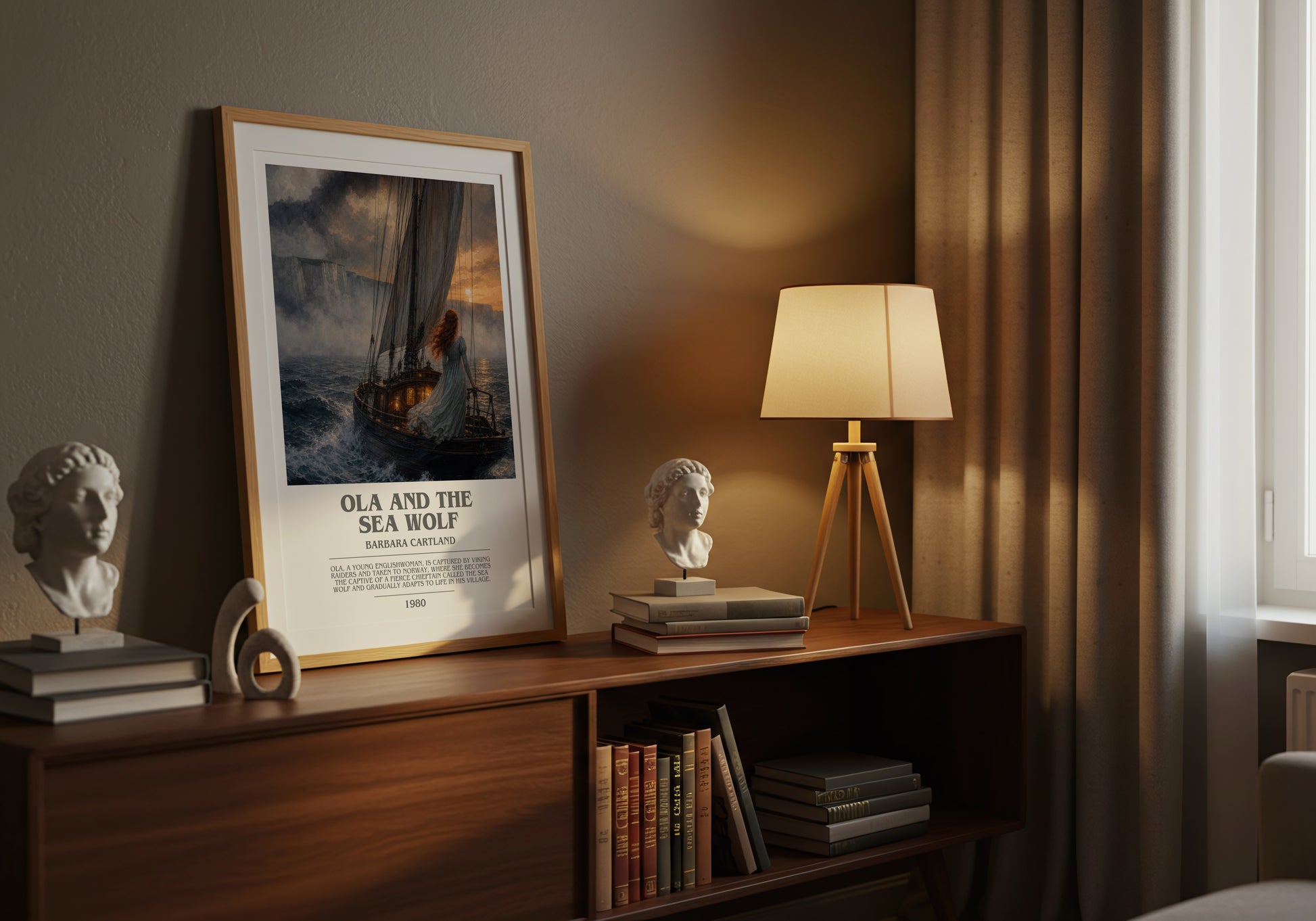 Ola And The Sea Wolf bookish book poster framed on wall – romance wall art