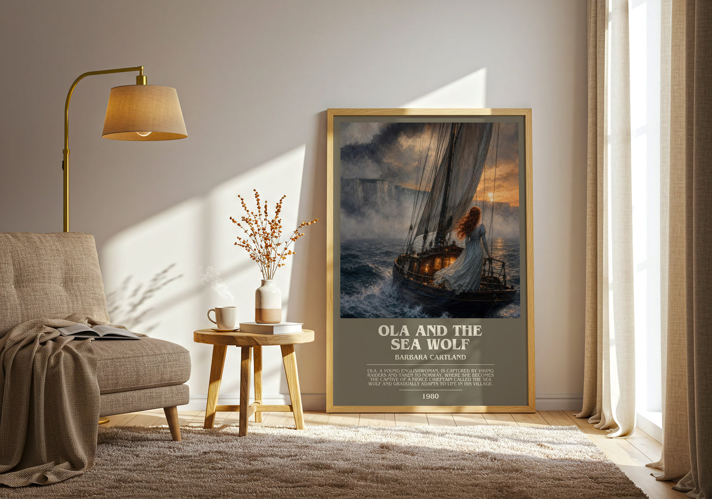 Ola And The Sea Wolf bookish print on bookshelf – Barbara Cartland fan gift