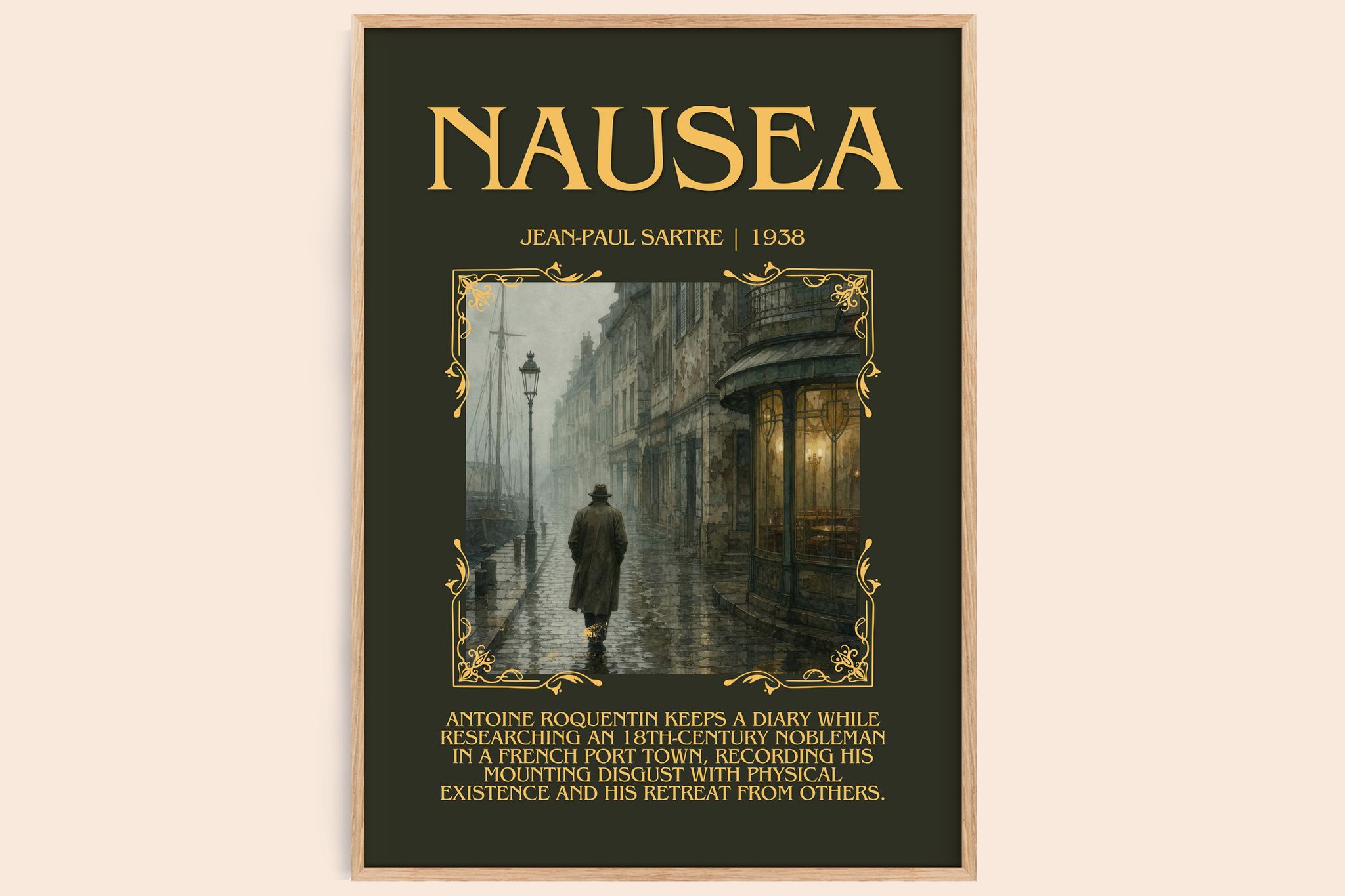 Nausea Minimalist Book Poster by Jean-Paul Sartre