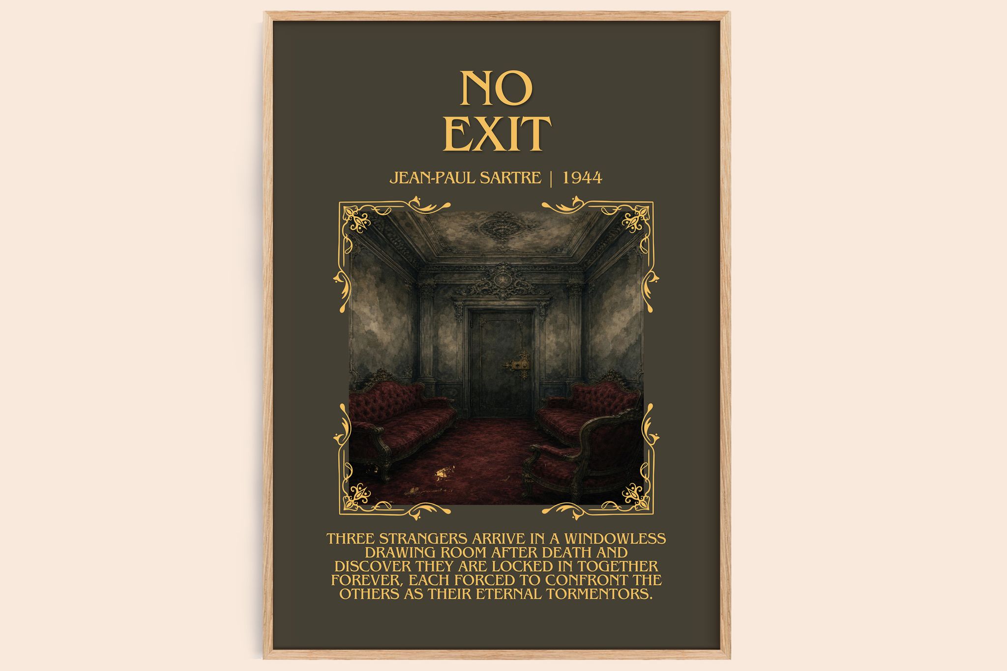 No Exit Minimalist Book Poster by Jean-Paul Sartre