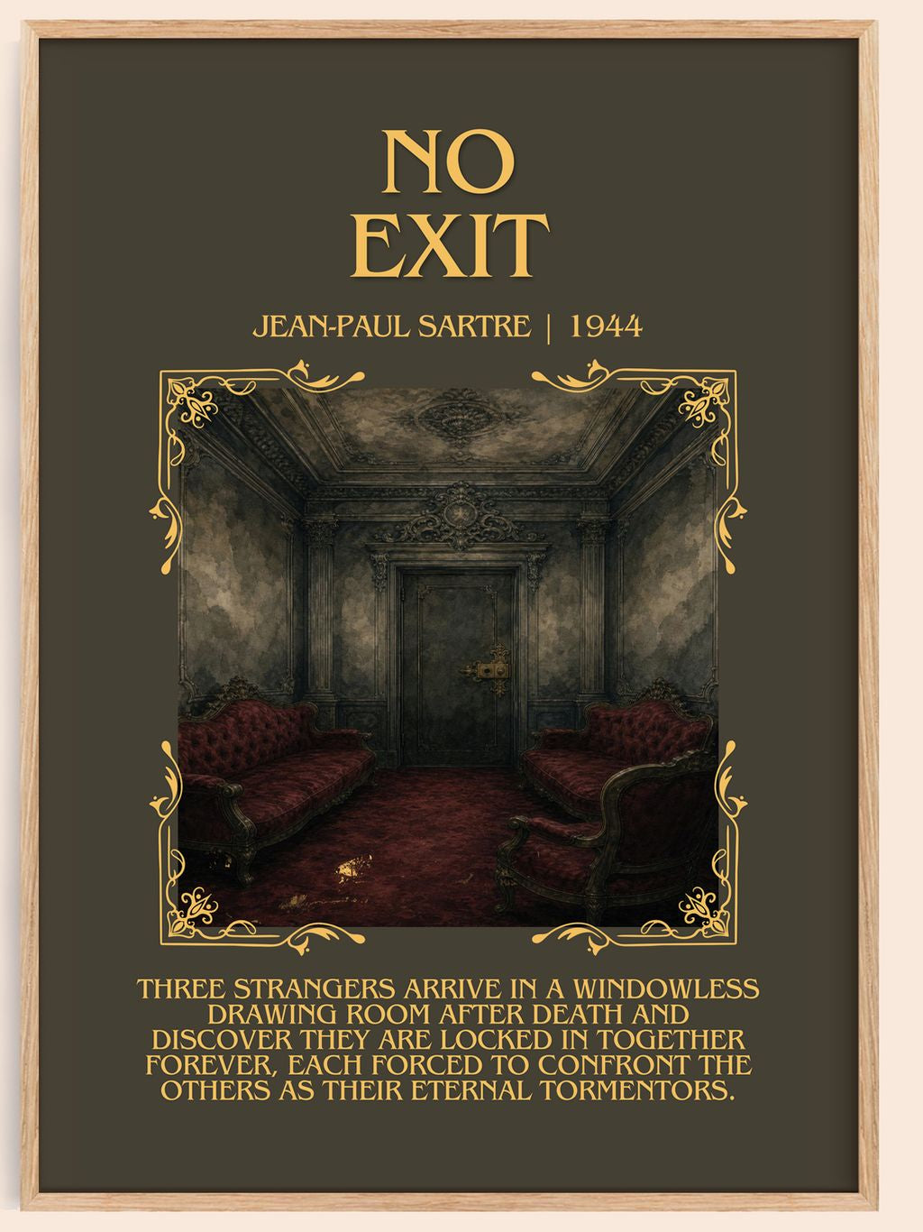No Exit Minimalist Book Poster by Jean-Paul Sartre – book poster