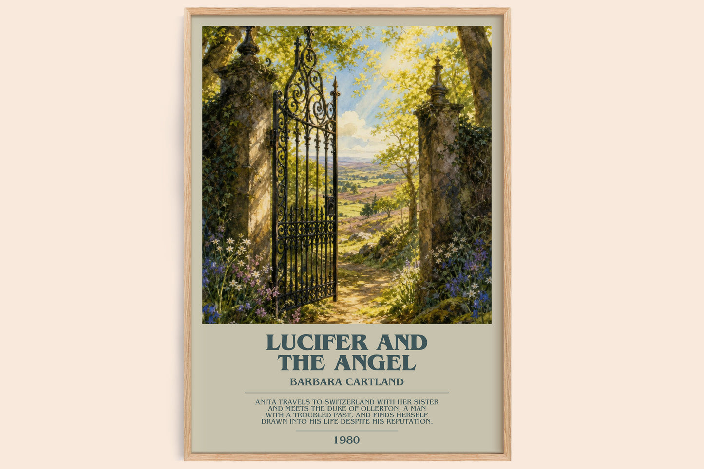 Lucifer And The Angel bookish book poster by Barbara Cartland – framed literary art print