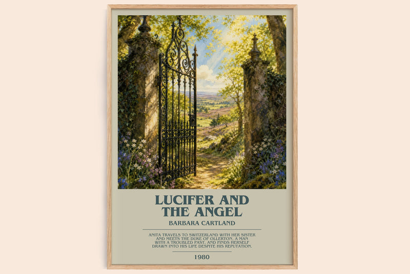 Lucifer And The Angel bookish book poster by Barbara Cartland – framed literary art print