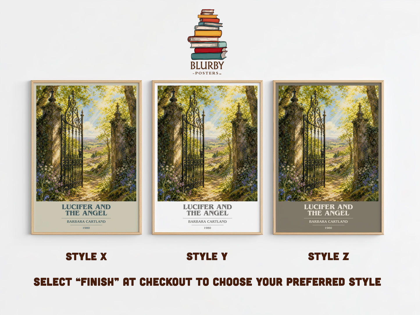 Lucifer And The Angel book cover print in frame leaning in hallway – romance wall art