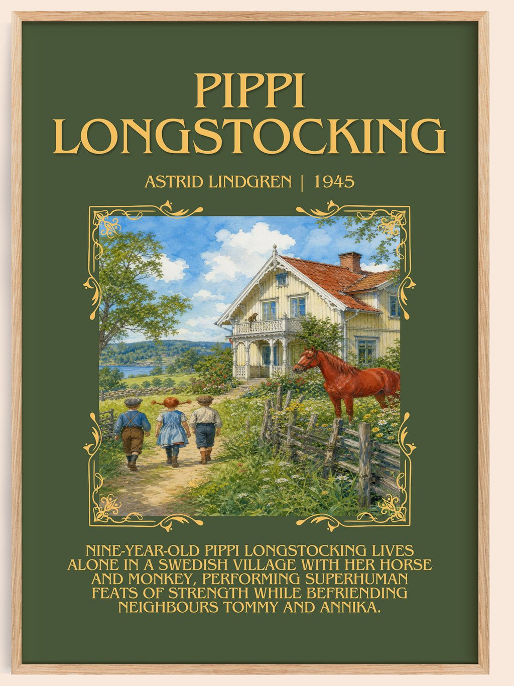 Pippi Longstocking Minimalist Book Poster by Astrid Lindgren – book poster