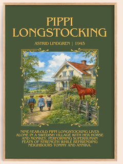 Pippi Longstocking Minimalist Book Poster by Astrid Lindgren – book poster