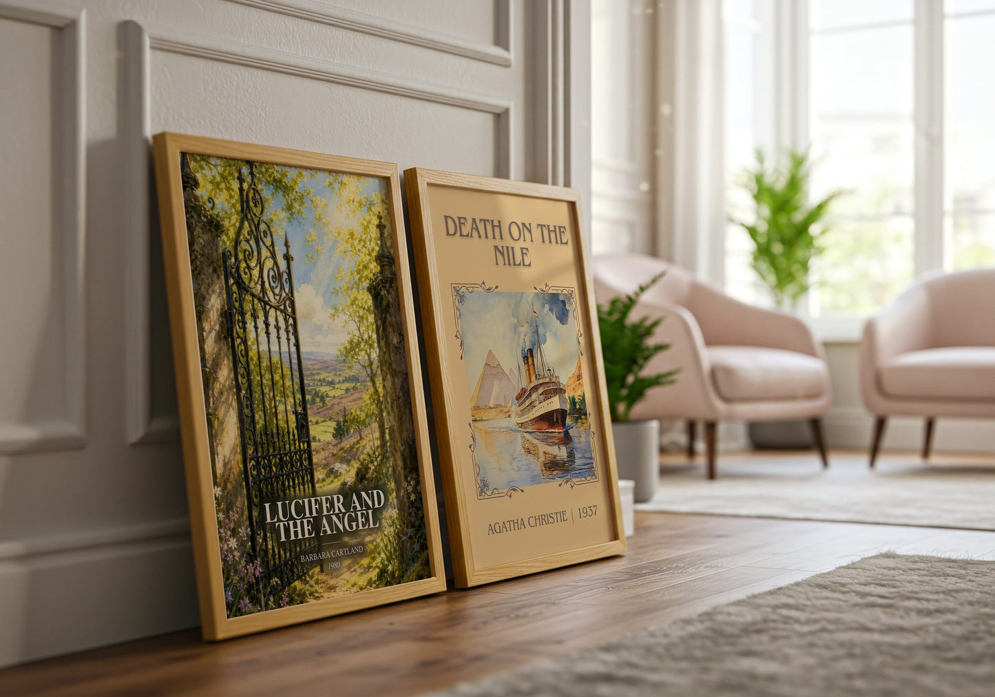 Lucifer And The Angel watercolour print framed by window – literary home decor