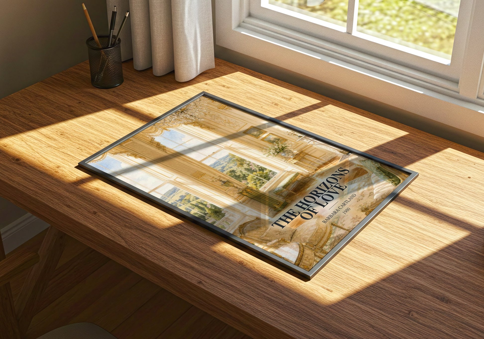 The Horizons Of Love watercolour book poster framed on wall – romance wall art