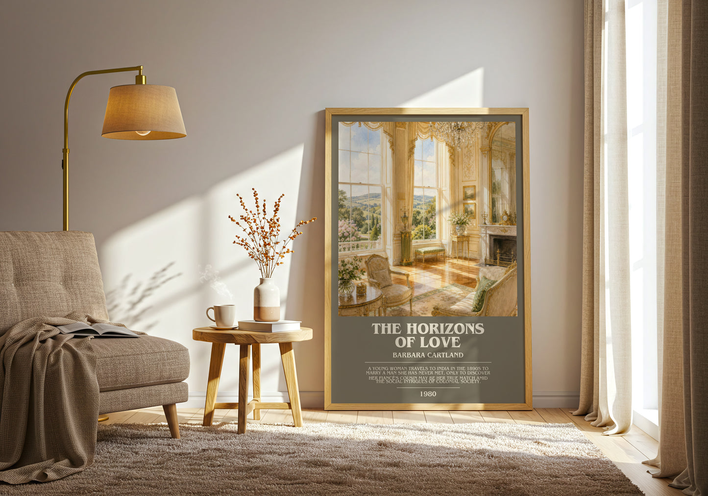 The Horizons Of Love bookish print on bookshelf – Barbara Cartland fan gift