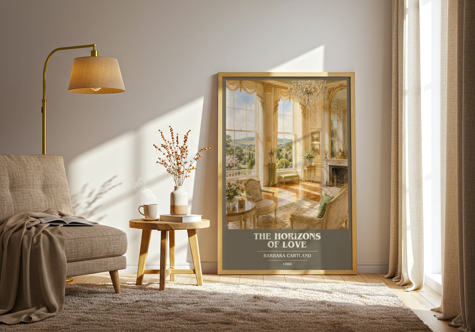 The Horizons Of Love book cover print on bookshelf – Barbara Cartland fan gift