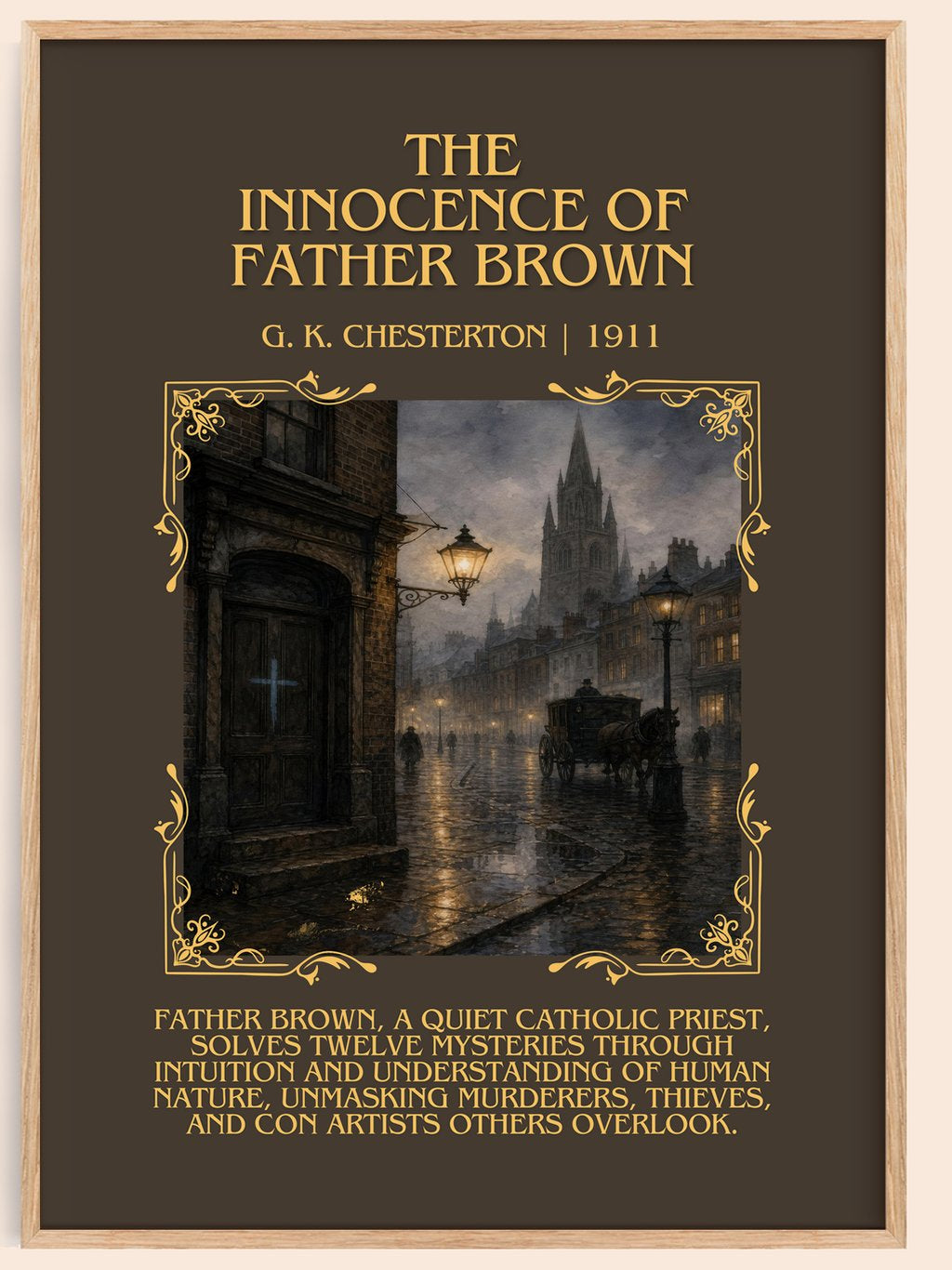 The Innocence of Father Brown minimalist book poster by G. K. Chesterton – framed literary art print