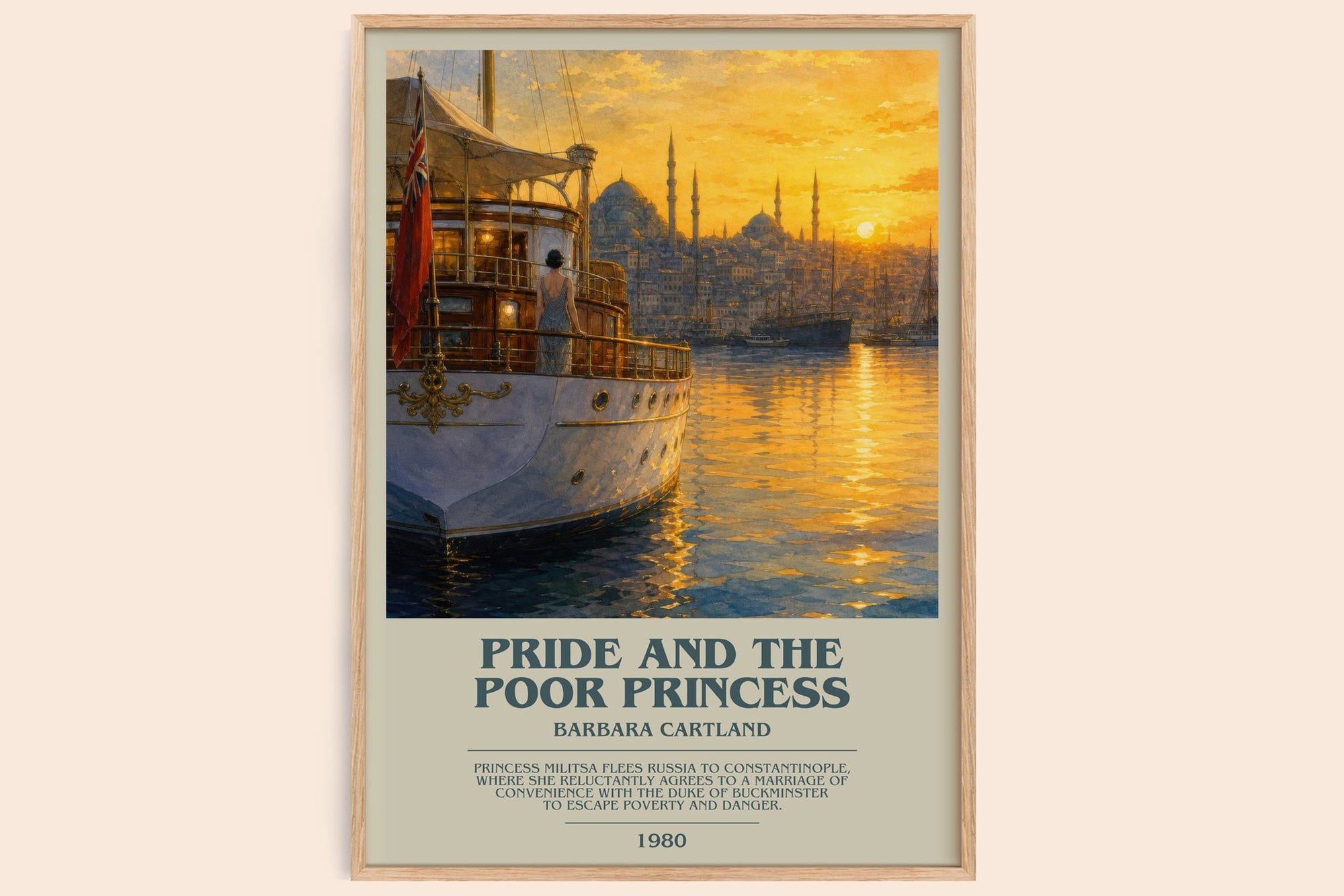 Pride And The Poor Princess bookish book poster by Barbara Cartland – framed literary art print