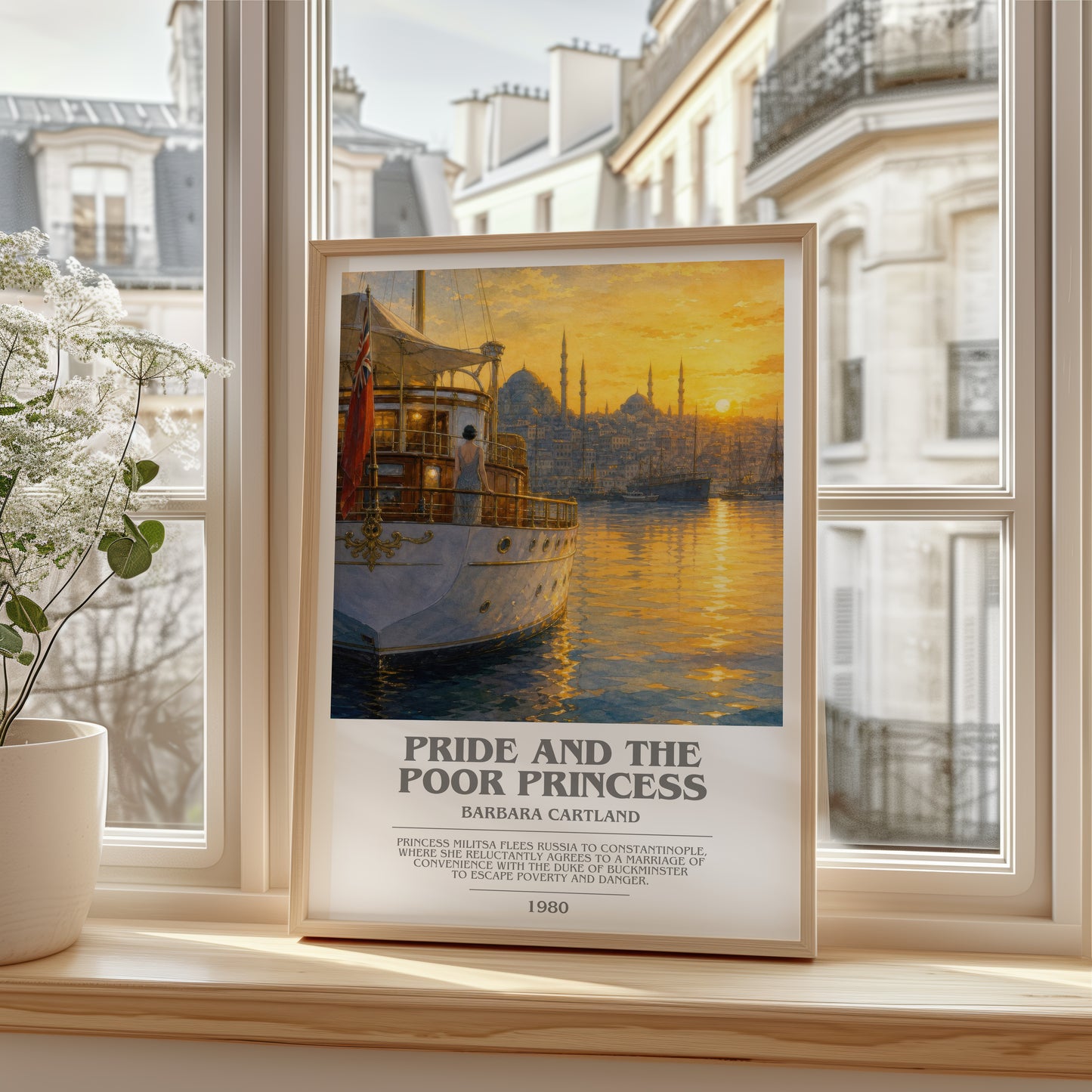 Pride And The Poor Princess bookish poster colour and style options – Barbara Cartland book art