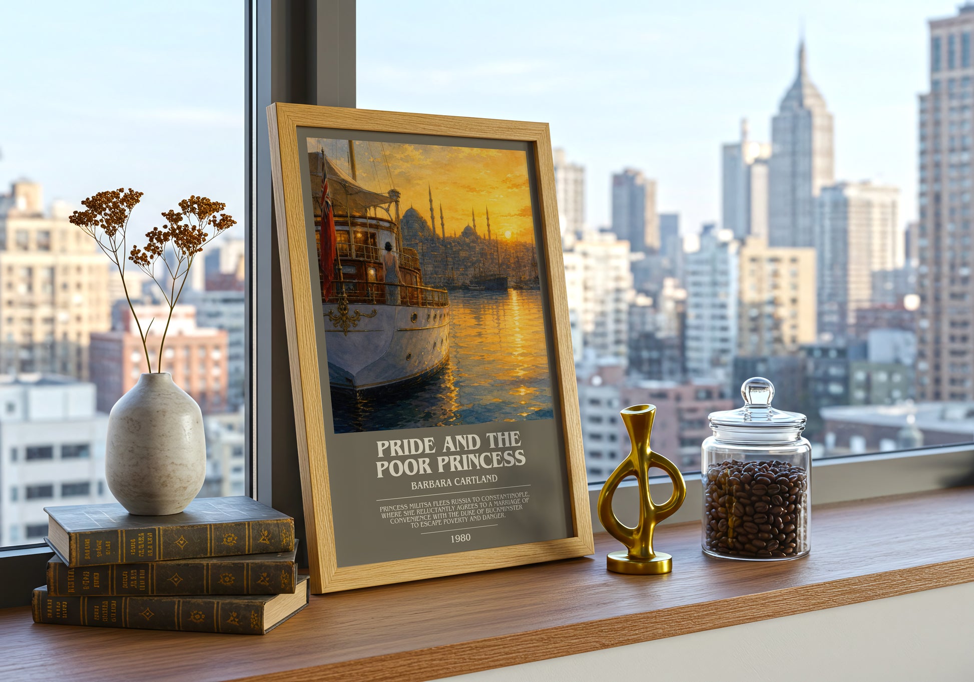 Pride And The Poor Princess bookish print framed by window – literary home decor