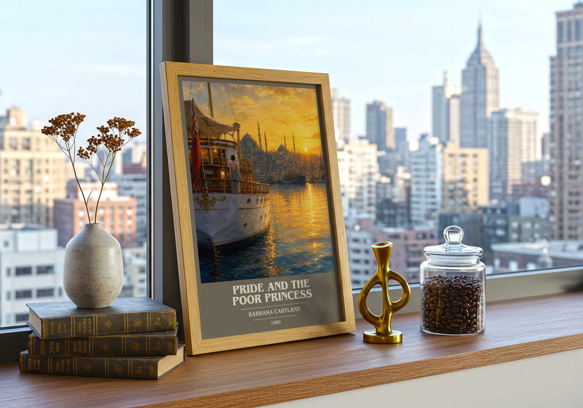 Pride And The Poor Princess book cover print framed by window – literary home decor