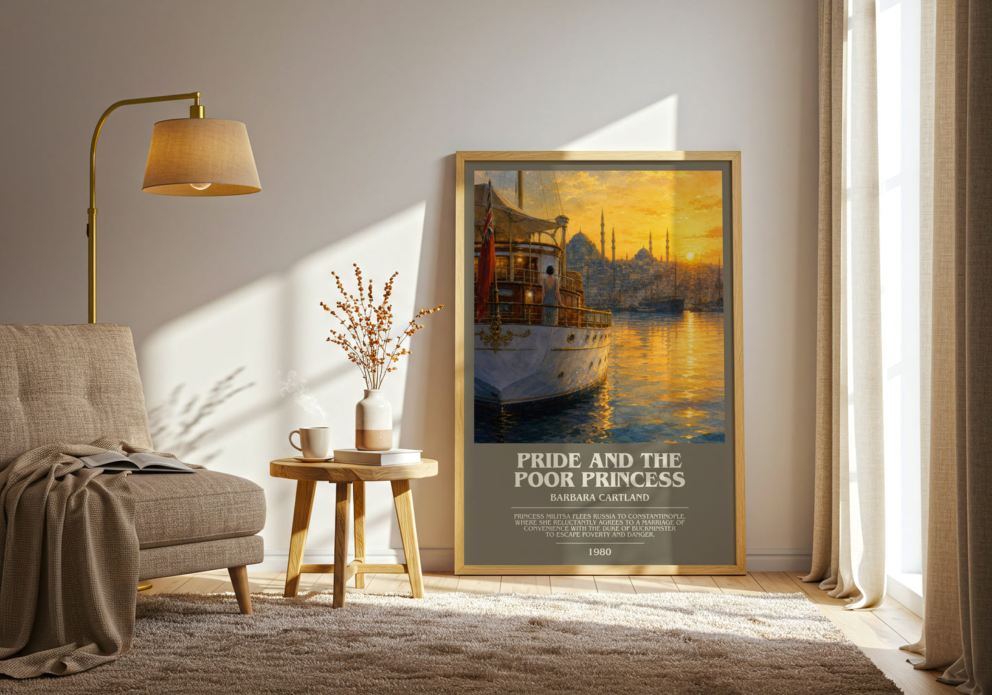 Pride And The Poor Princess bookish print on bookshelf – Barbara Cartland fan gift