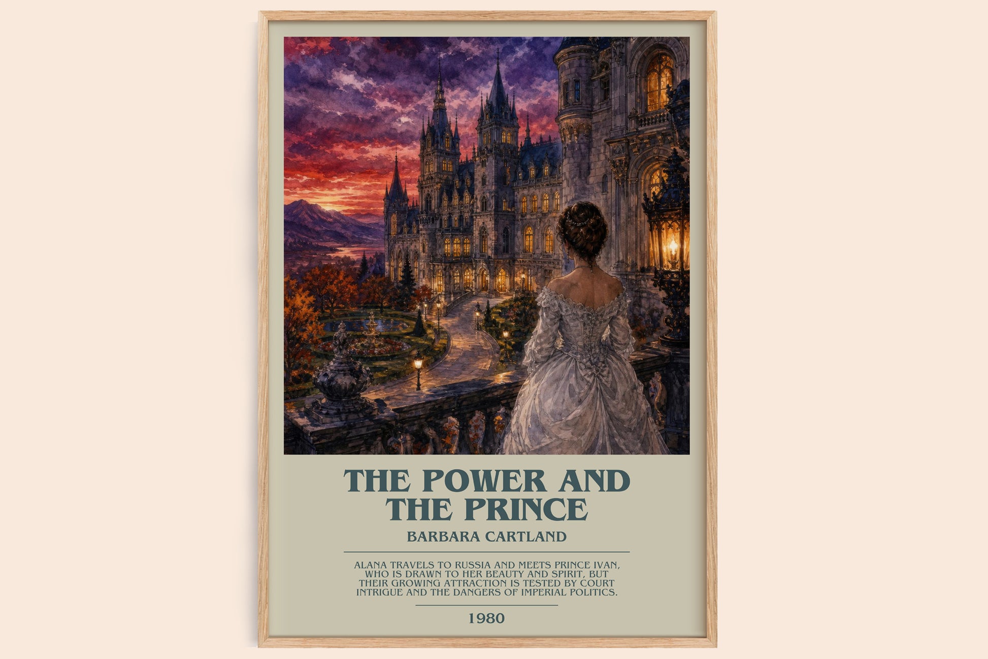The Power And The Prince bookish book poster by Barbara Cartland – framed literary art print