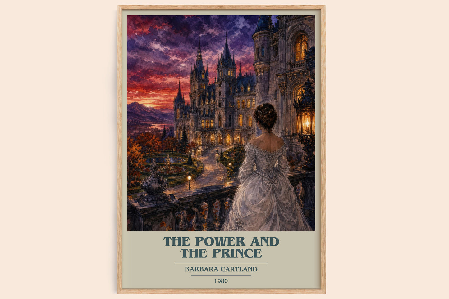 The Power And The Prince book cover book poster by Barbara Cartland – framed literary art print