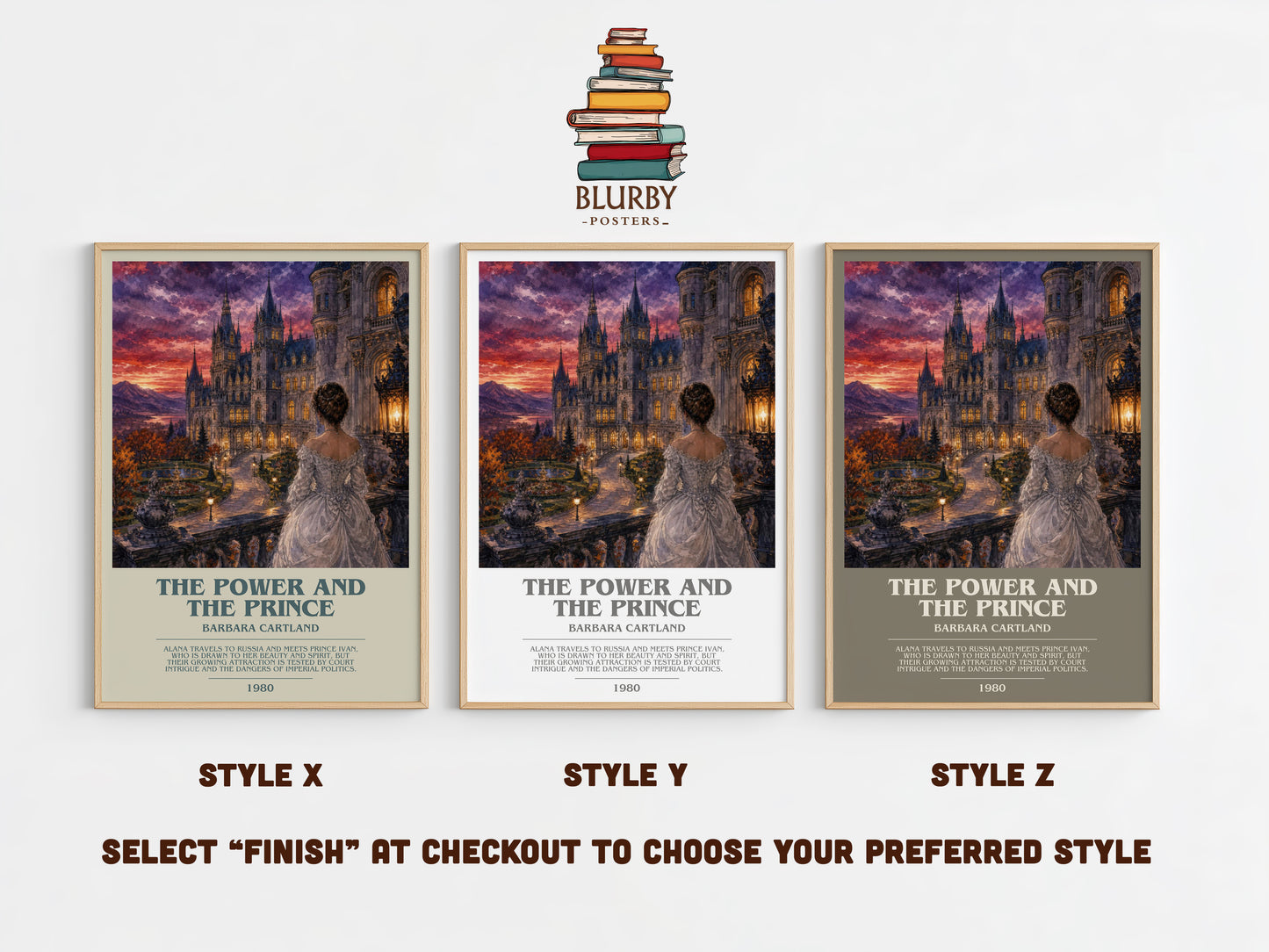 The Power And The Prince bookish print in frame leaning in hallway – romance wall art