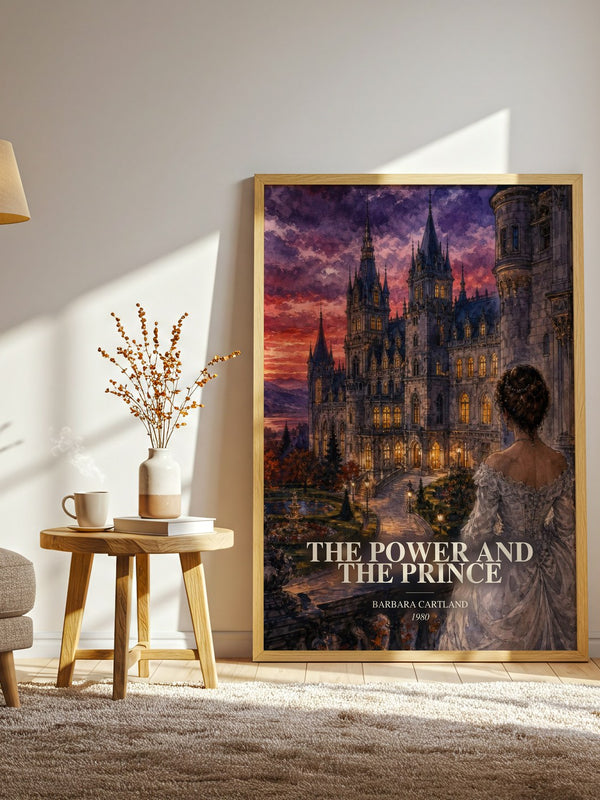 The Power And The Prince watercolour print in frame leaning in hallway – romance wall art