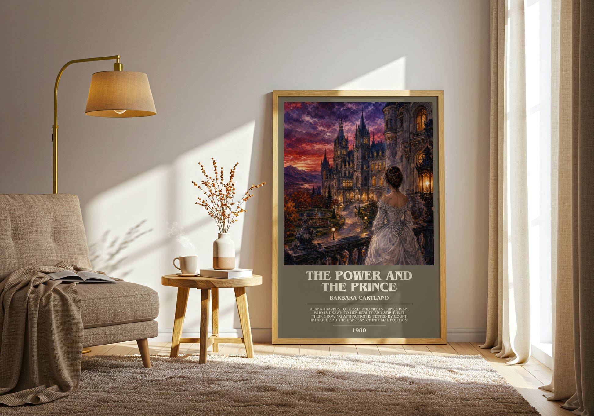 The Power And The Prince bookish print on bookshelf – Barbara Cartland fan gift