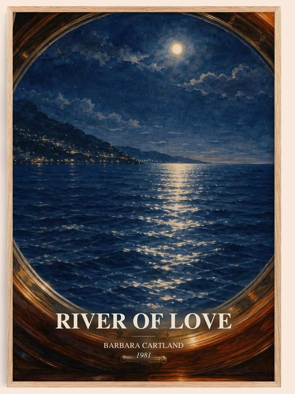 River Of Love watercolour book poster by Barbara Cartland – framed literary art print