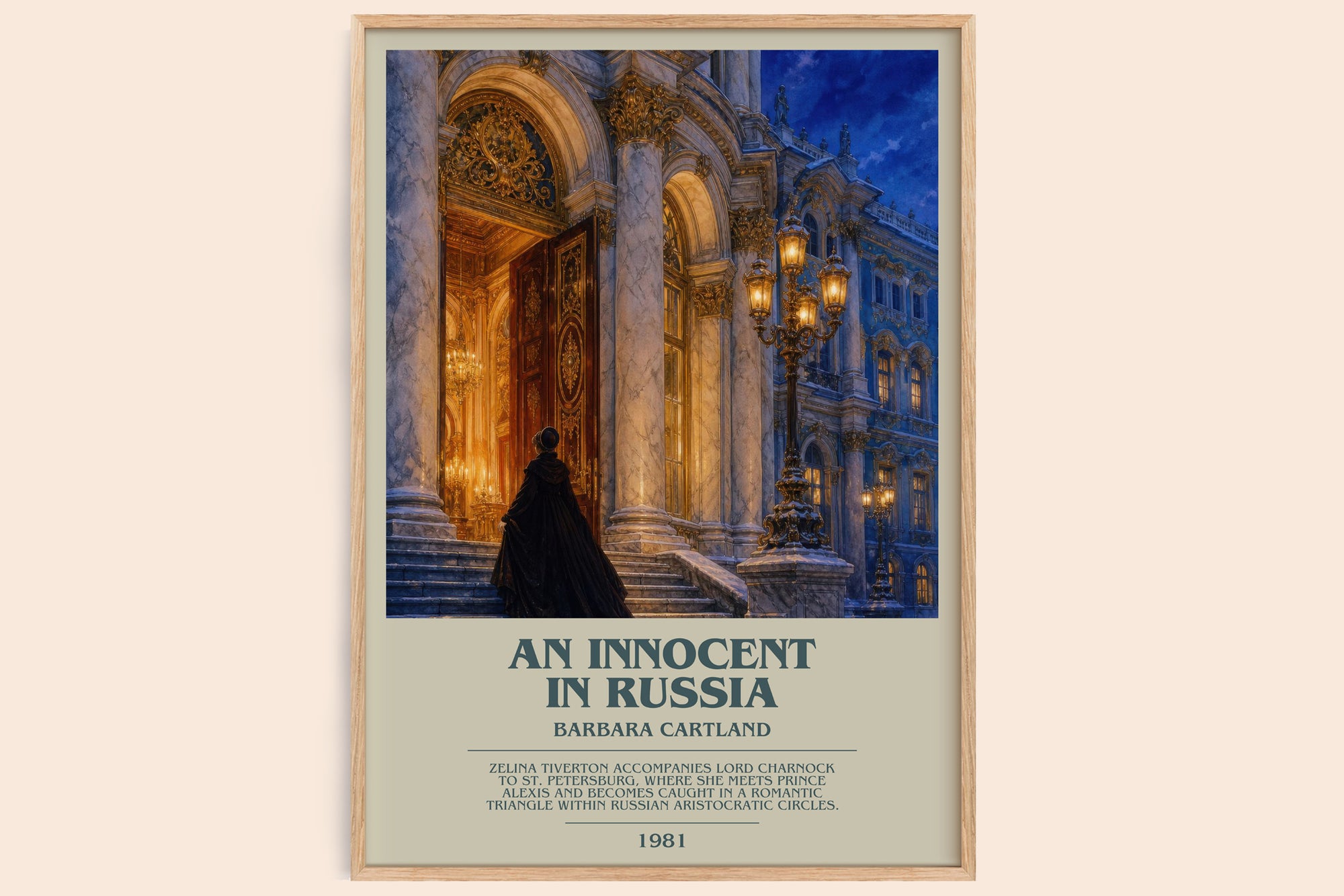 An Innocent In Russia bookish book poster by Barbara Cartland – framed literary art print
