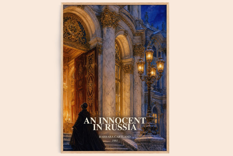 An Innocent In Russia watercolour book poster by Barbara Cartland – framed literary art print
