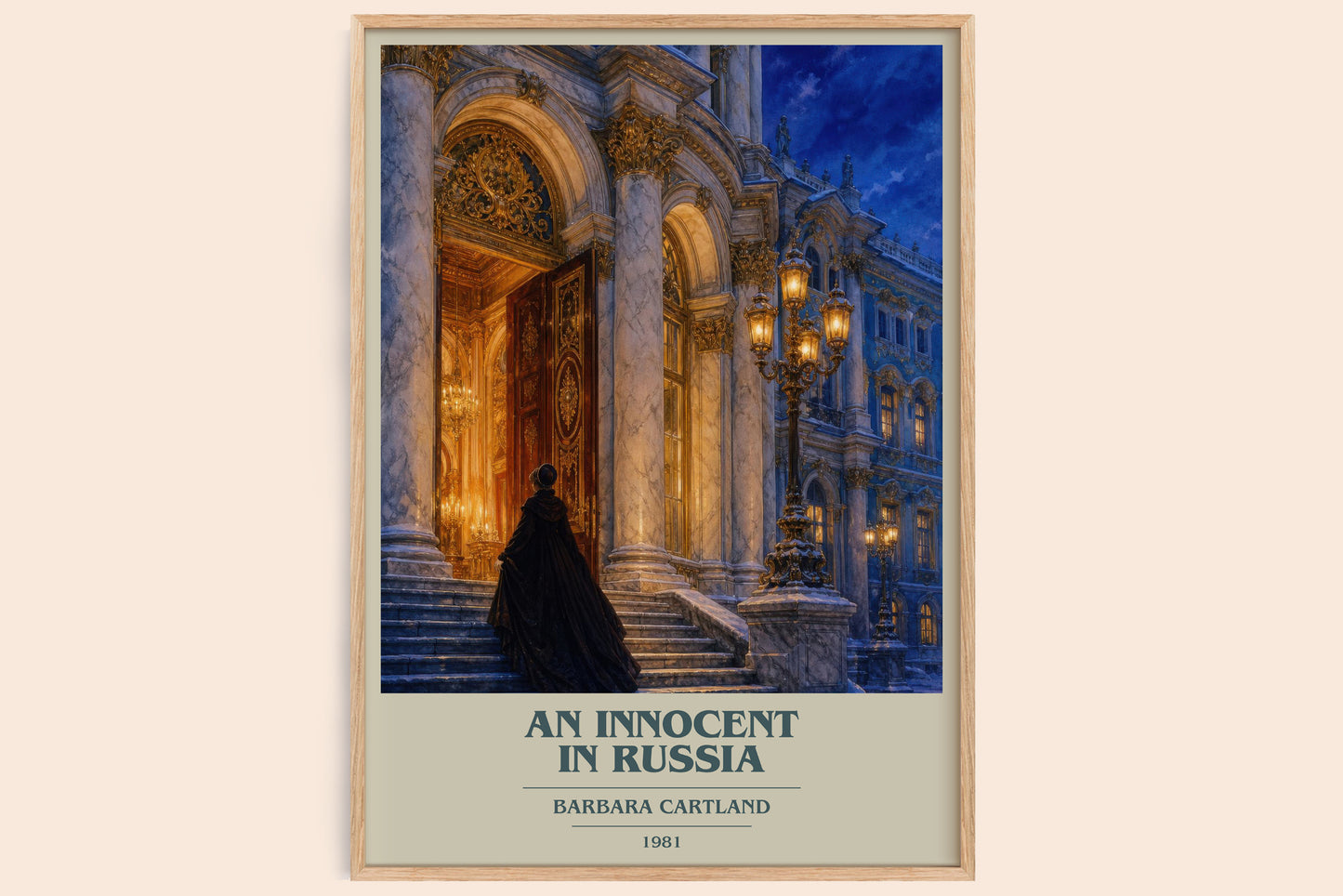 An Innocent In Russia book cover book poster by Barbara Cartland – framed literary art print