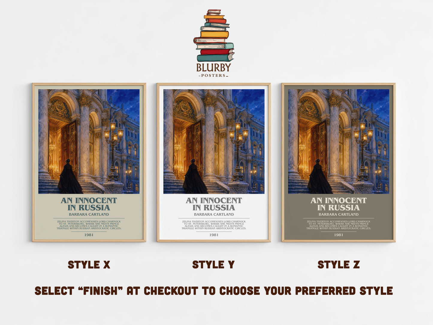 An Innocent In Russia bookish print in frame leaning in hallway – romance wall art