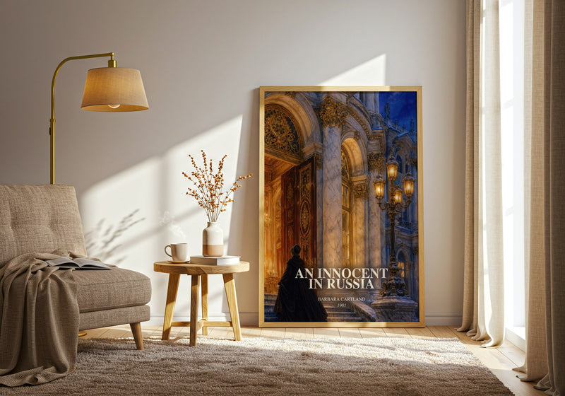 An Innocent In Russia watercolour print in frame leaning in hallway – romance wall art