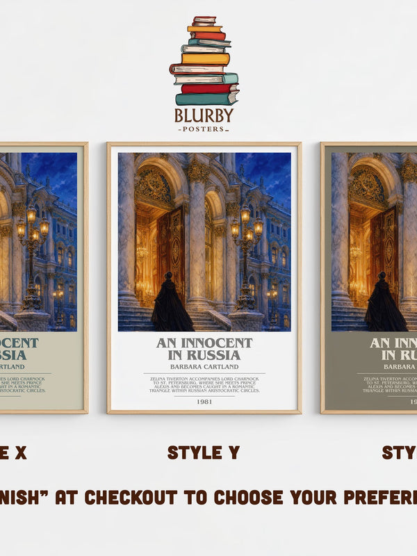 An Innocent In Russia bookish print in frame leaning in hallway – romance wall art