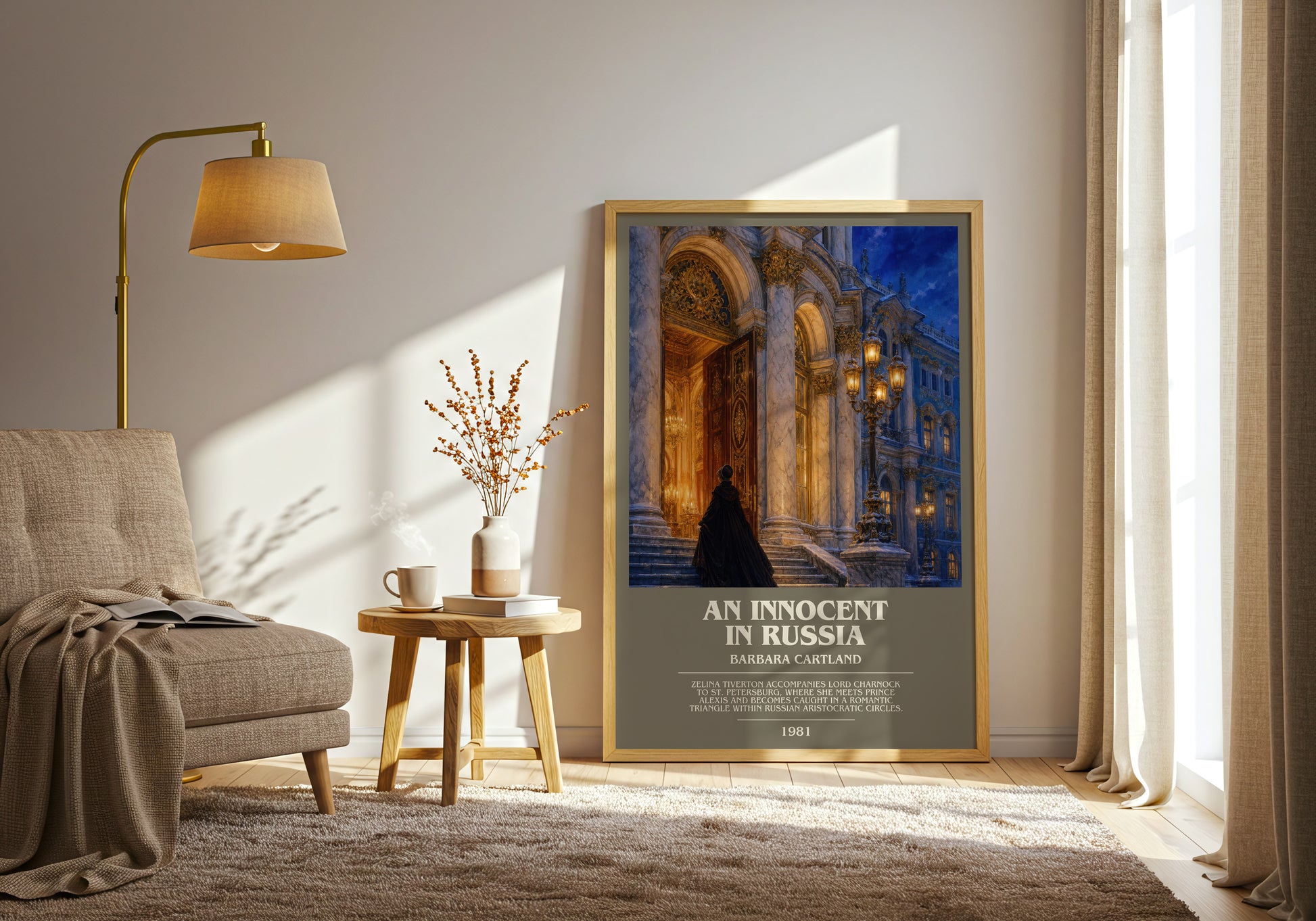 An Innocent In Russia bookish print on bookshelf – Barbara Cartland fan gift