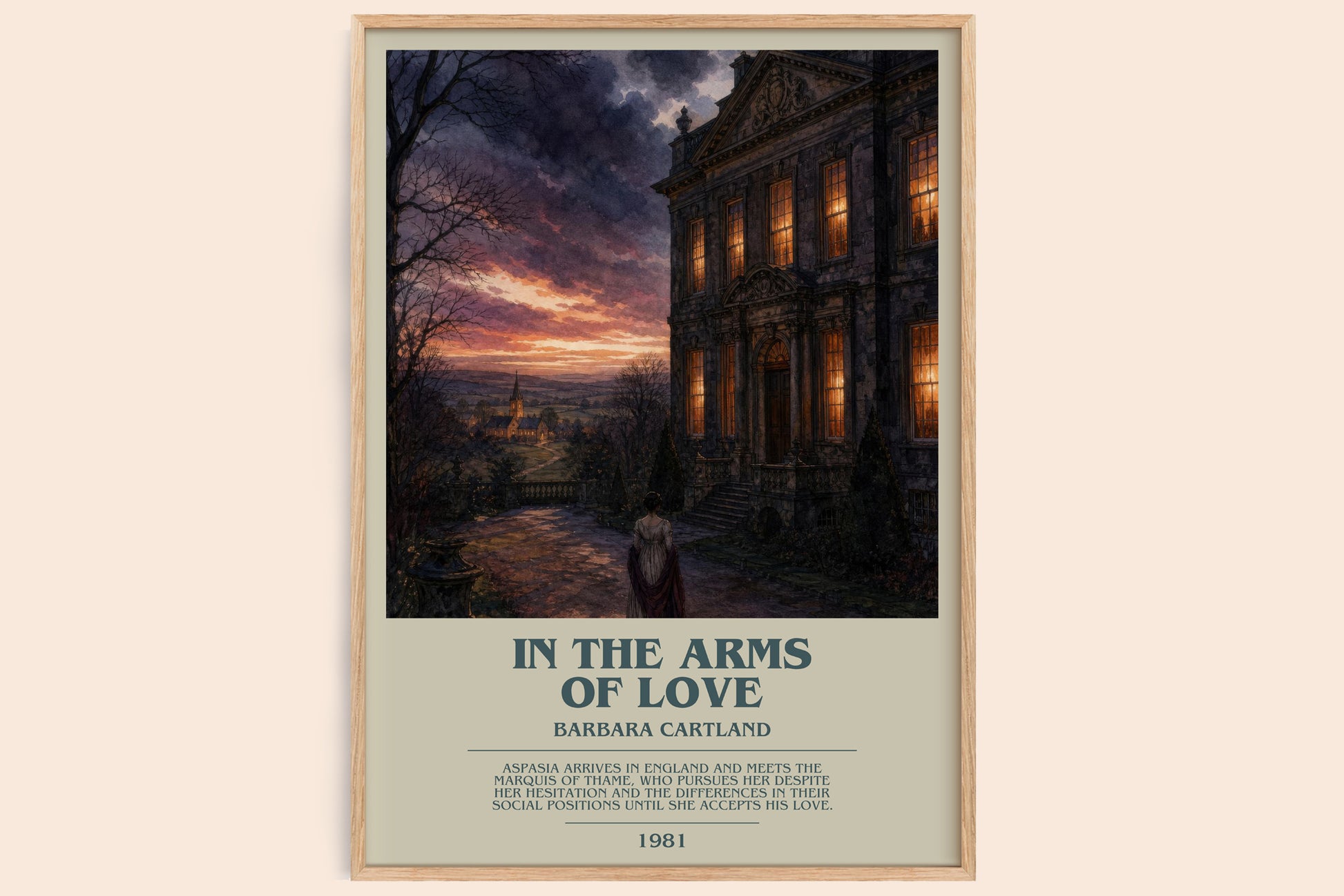 In The Arms Of Love bookish book poster by Barbara Cartland – framed literary art print