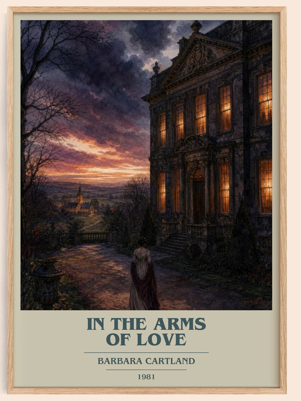 In The Arms Of Love book cover book poster by Barbara Cartland – framed literary art print