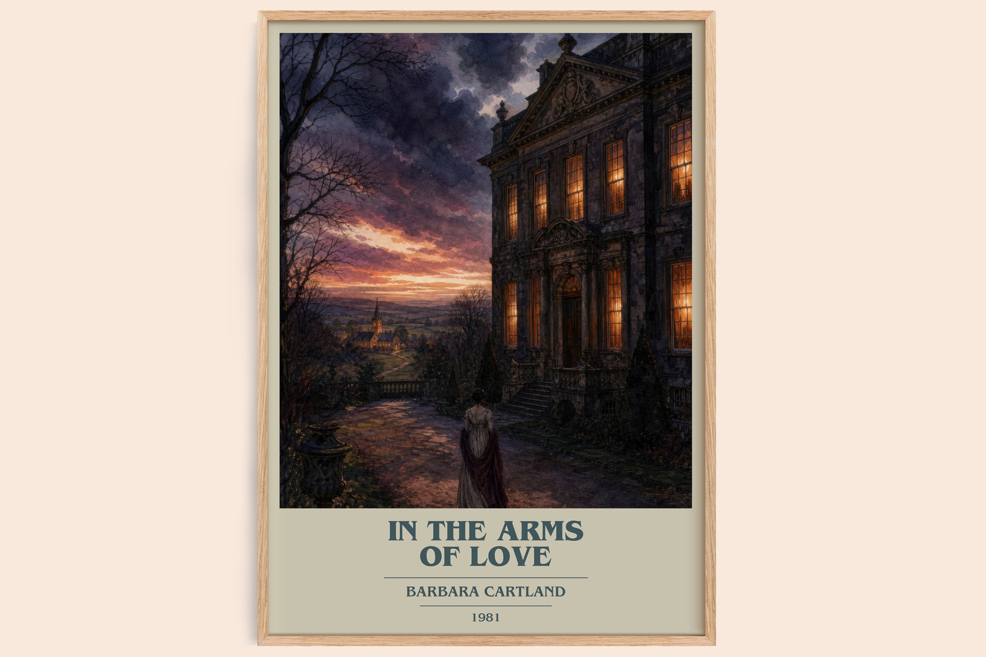 In The Arms Of Love book cover book poster by Barbara Cartland – framed literary art print
